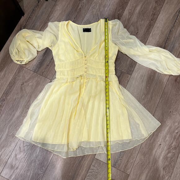 ASOS DESIGN Women's Button Through Ruched Waist Pleated Mini Dress Size 8 - Picture 7 of 11